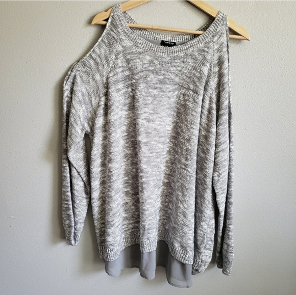 Torrid Knit Cold Shoulder Sweater Layered Hem - Picture 4 of 9